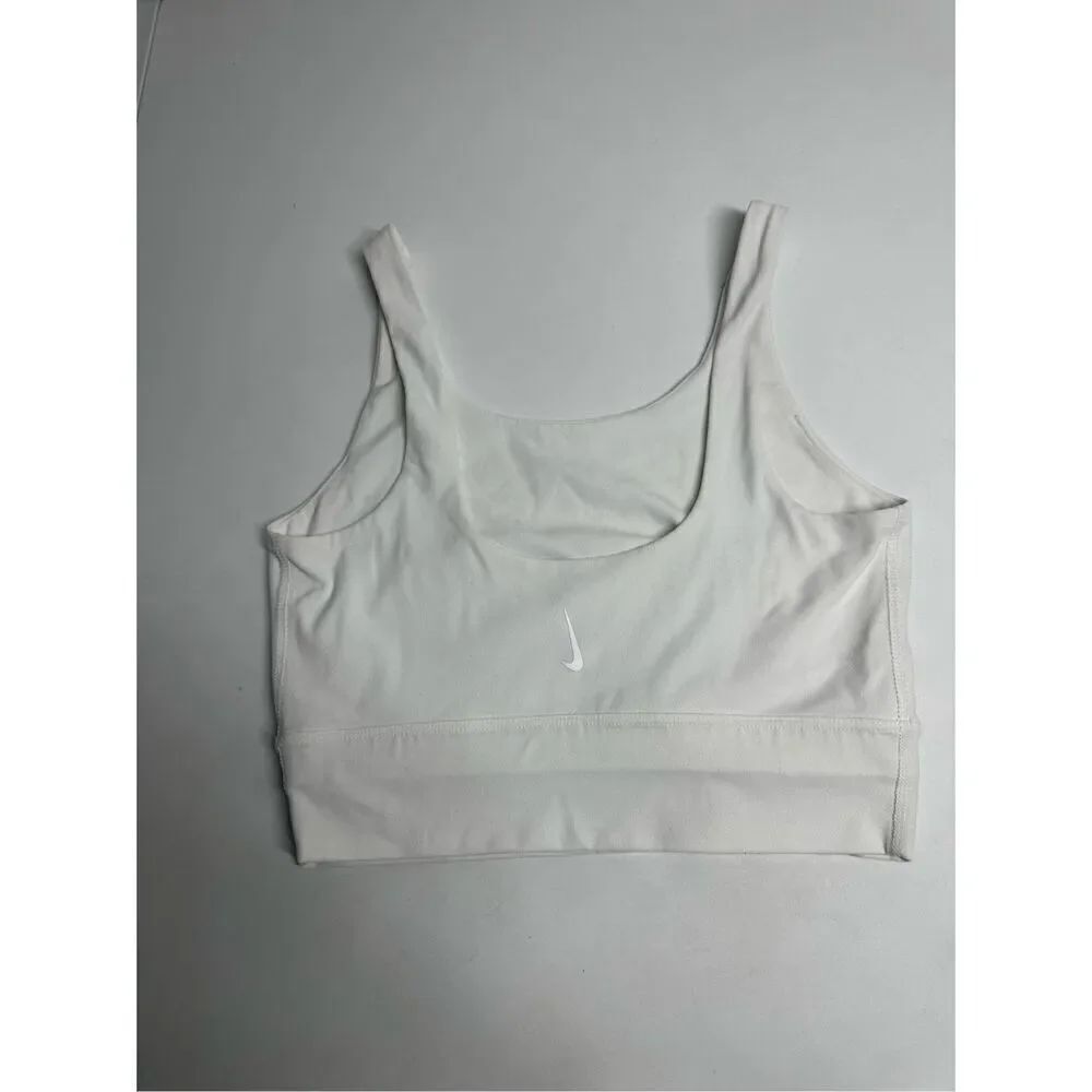 Nike Swoosh Light Support Non-Padded Sports Bra White Logo Size S